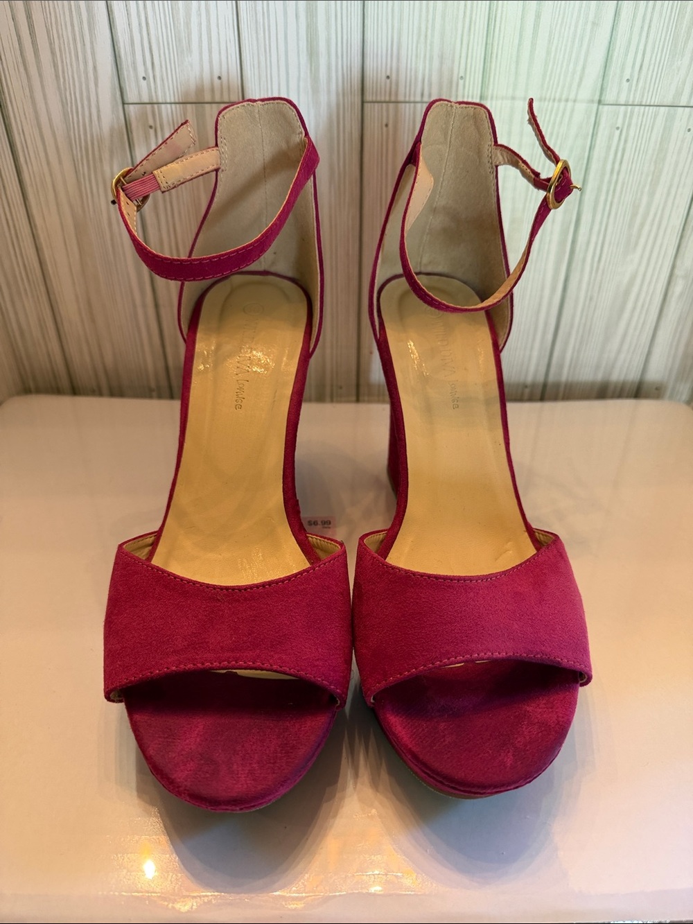 Wild Diva Pink Suede Ankle-Strap Platform Heels